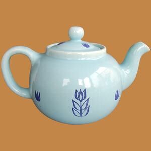Vintage 1950s Cronin Pottery Blue Tulip Teapot